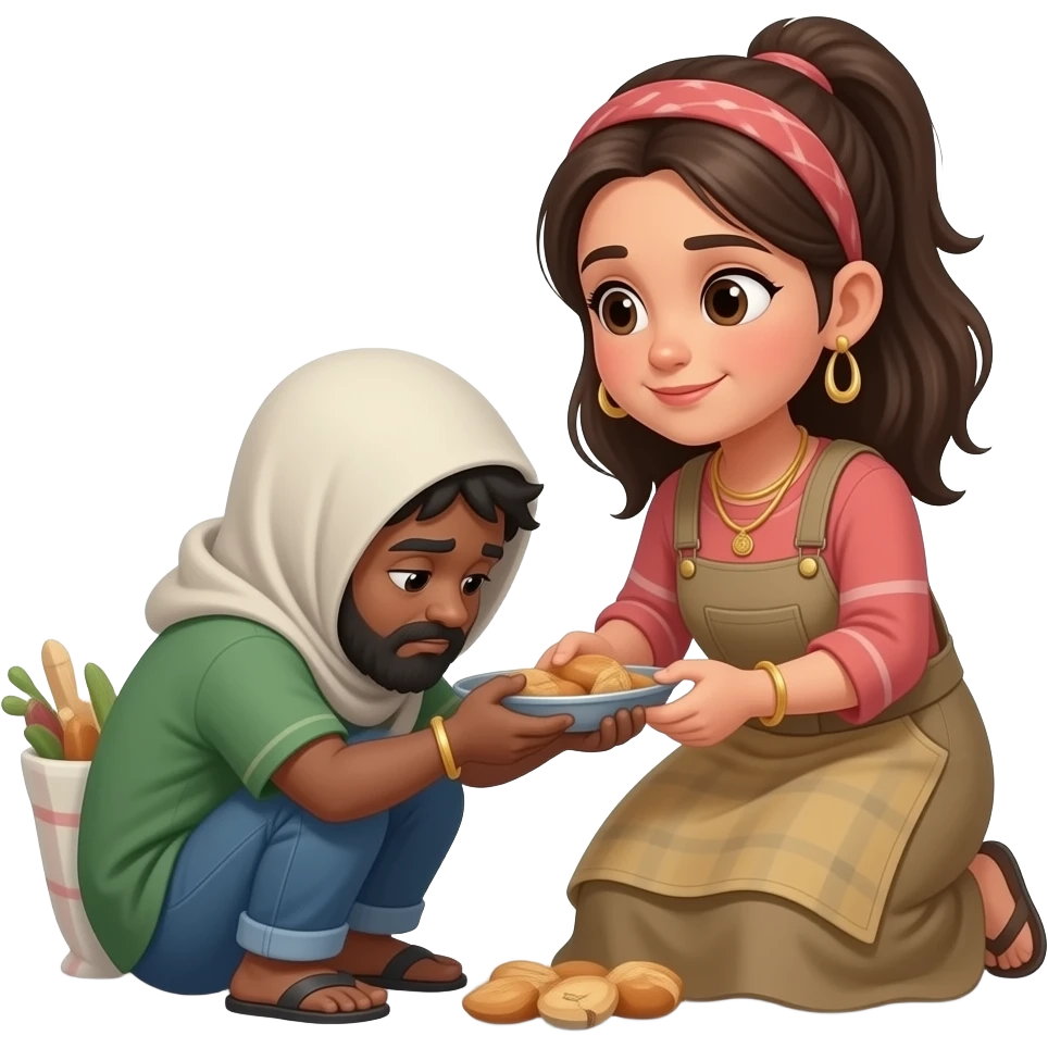 chica ayudando a gente pobre emoji