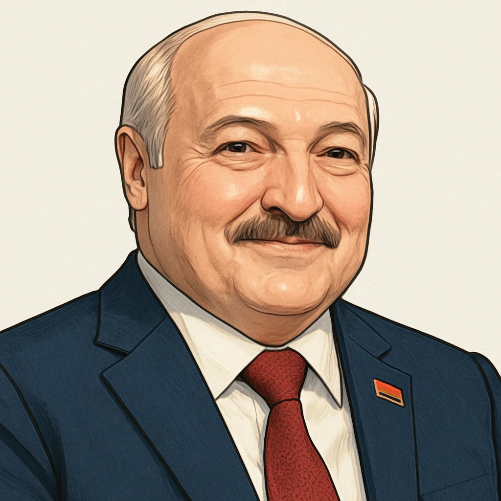 Александр Лукашенко в слегка рисованном, но при это объемный стиле, слегка улыбается, прозрачный фон emoji