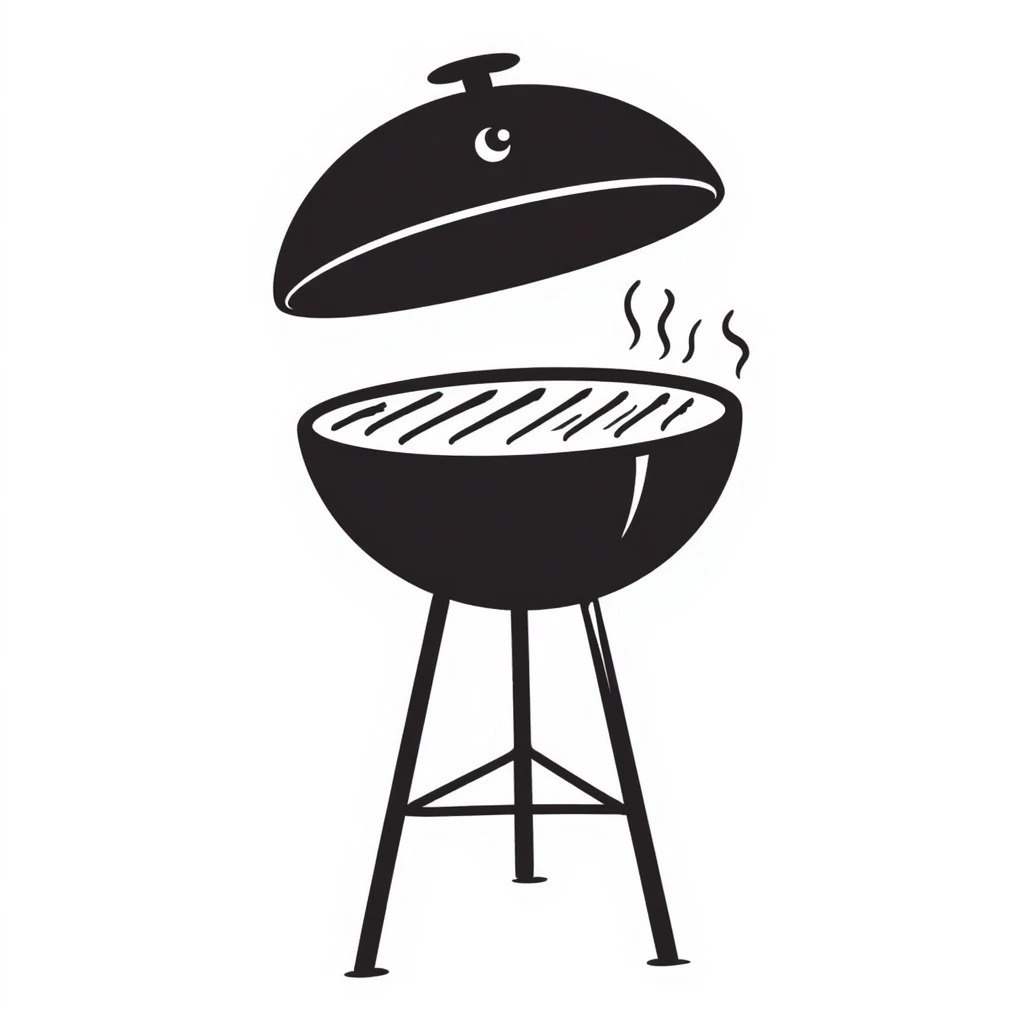 a hand-drawn doodle style grill, sketchy and simple emoji