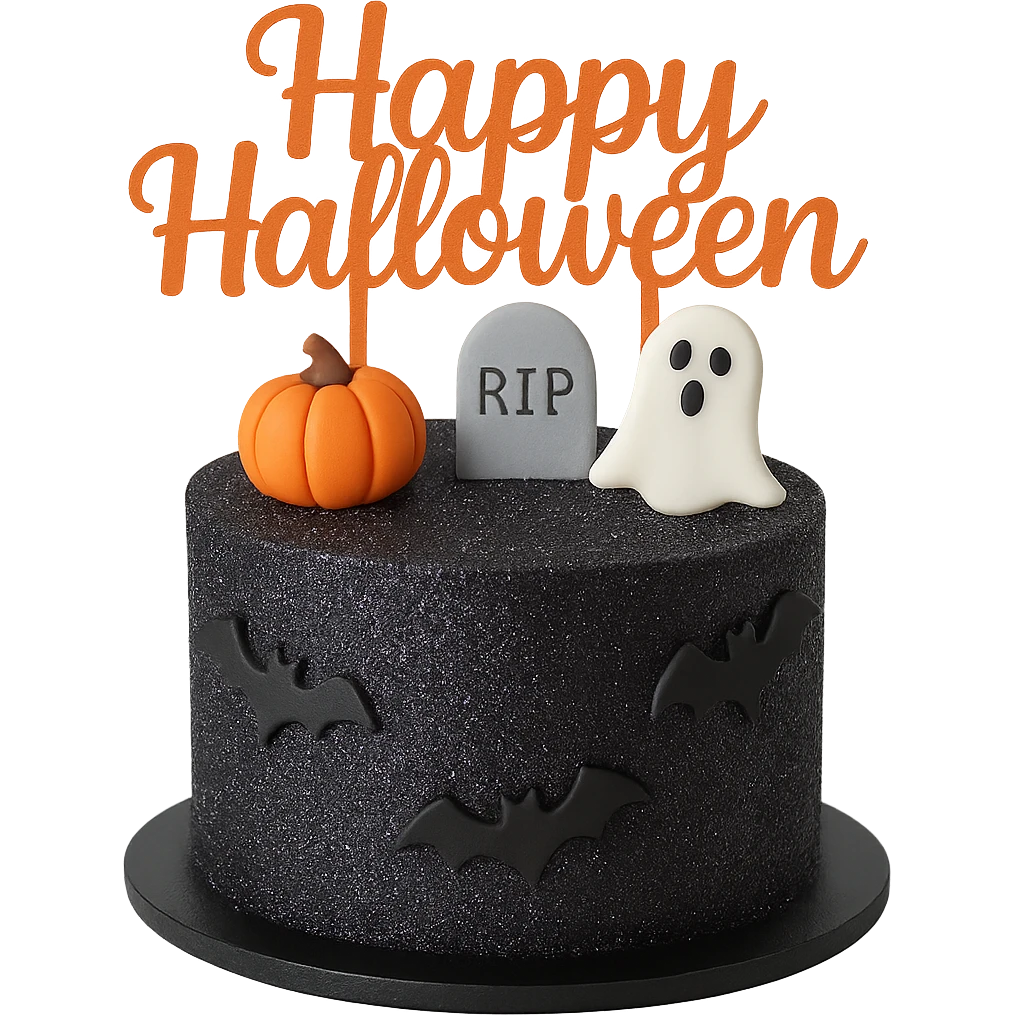 halloween cake, sparkly and trendy, remove background emoji