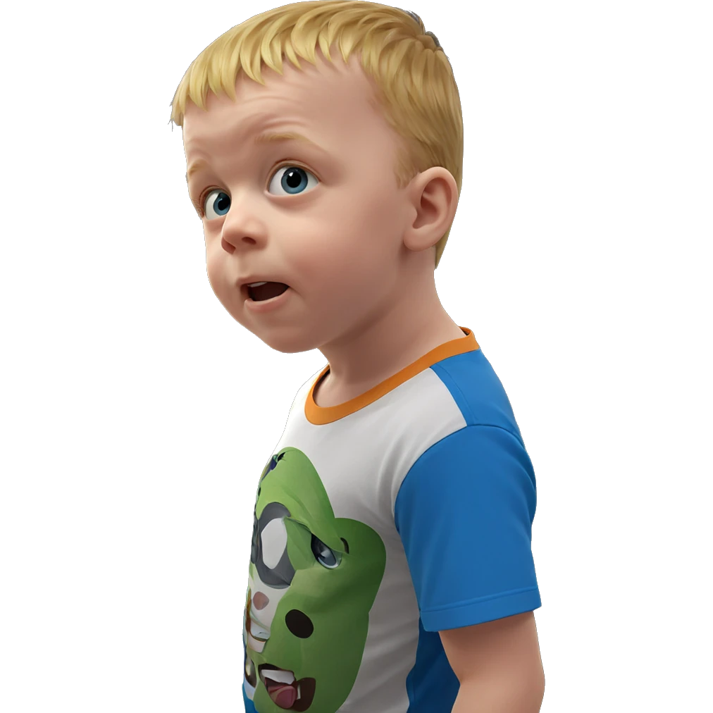 blonde boy smiling indoors emoji