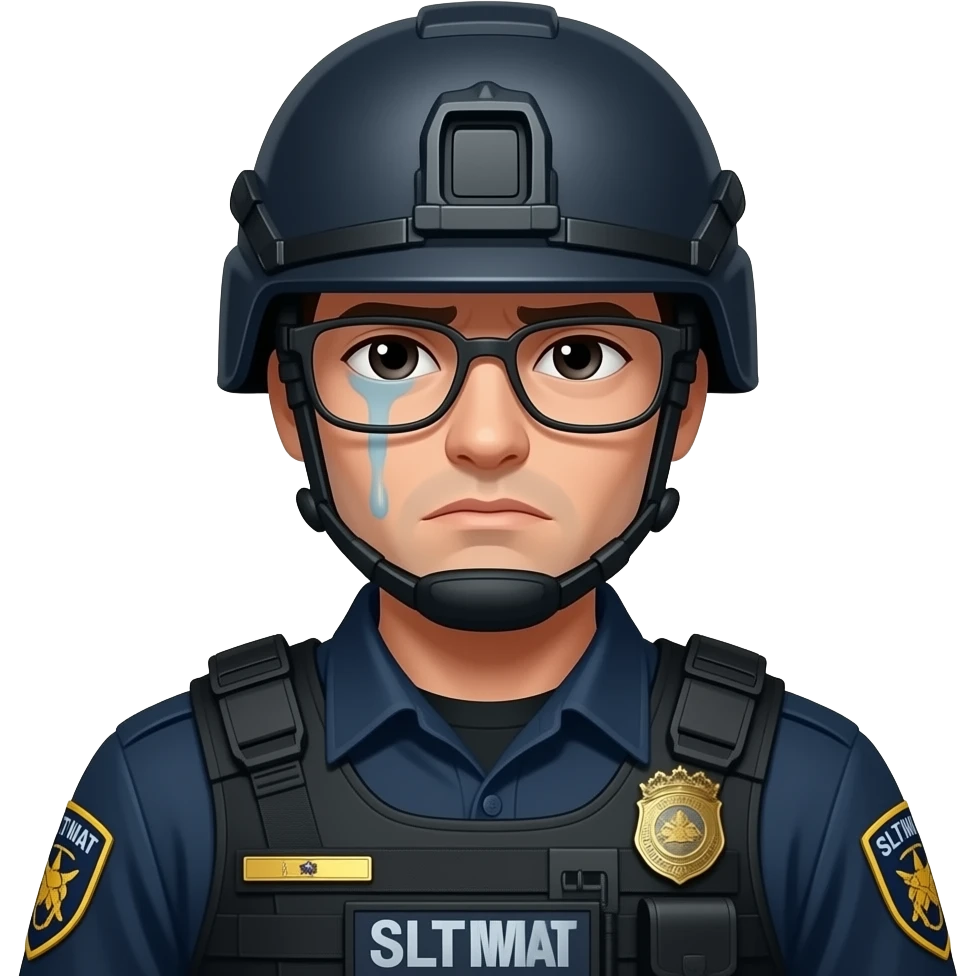A swat guy that is sad emoji