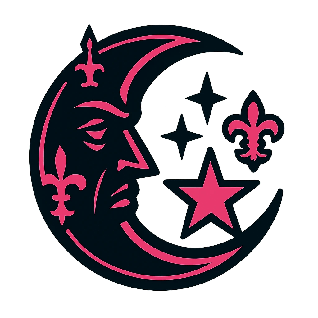 gothic moon, black and pink colors emoji