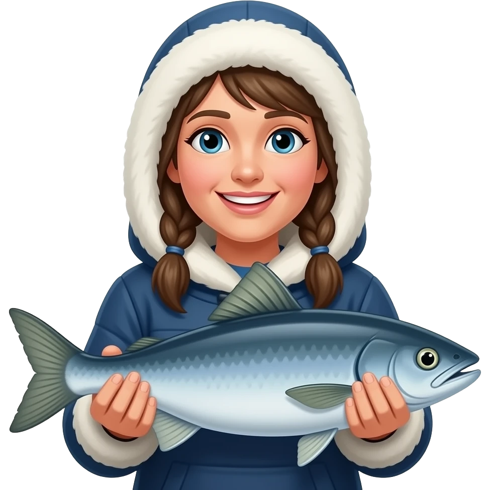 Arctic women holding fish emoji