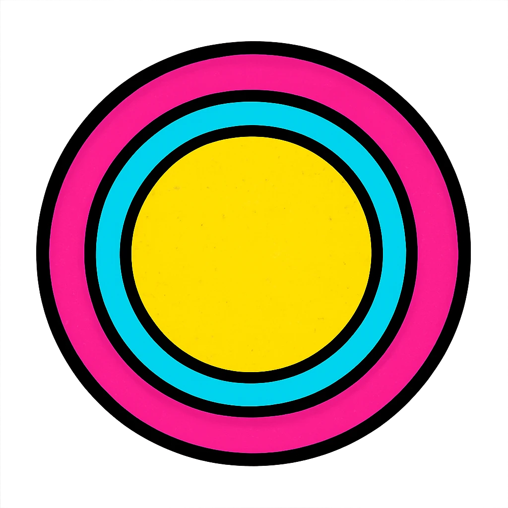 Make the empty plate colorful using bright and playful colors, keep the plate empty, fun and eye-catching. emoji