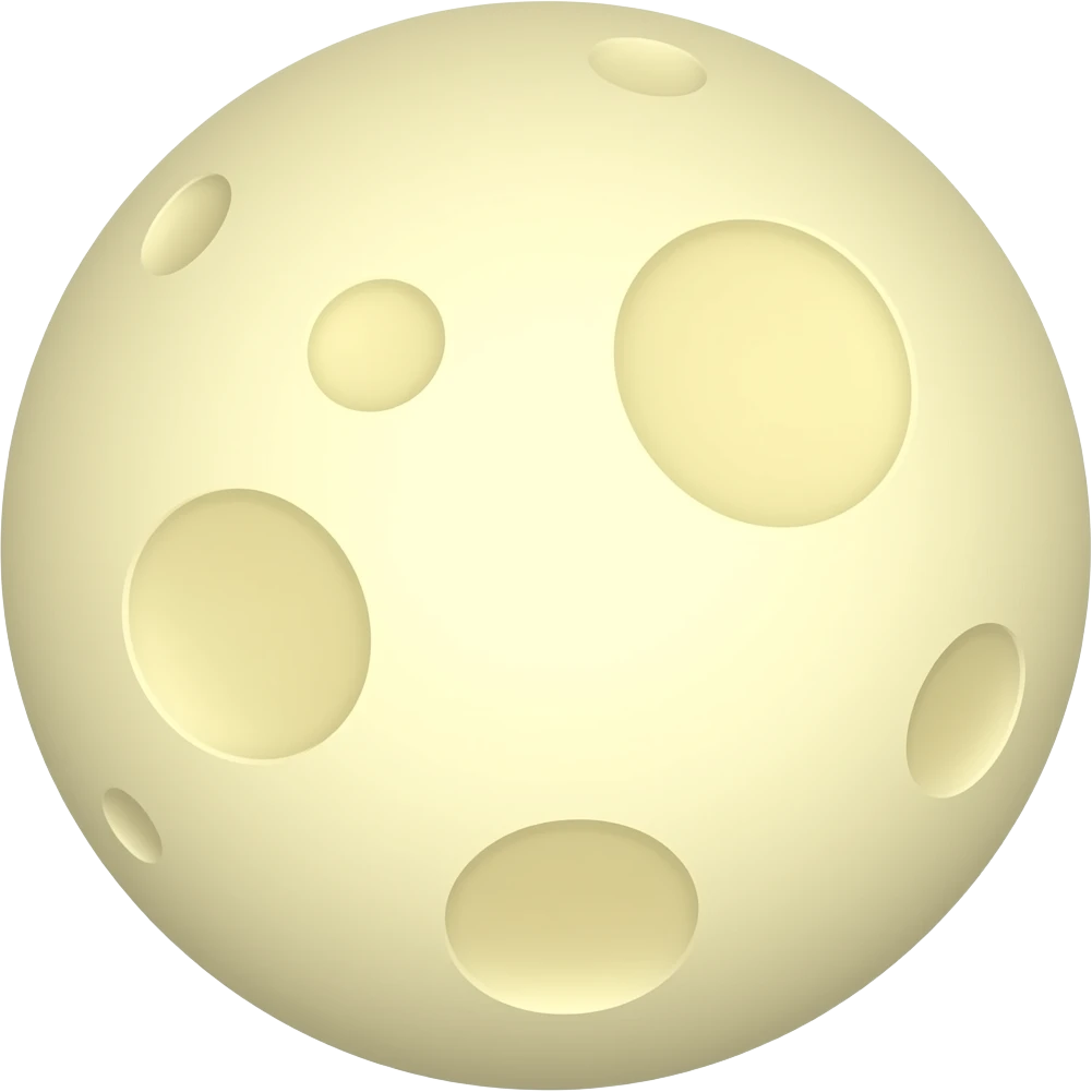 moon emoji with a feminine look. Off White yellow. round craters for the moon's surface emoji