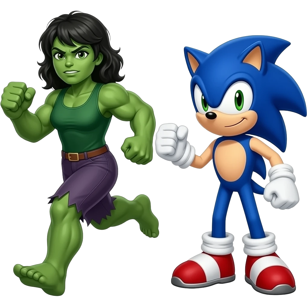 woman hulk and sonic run emoji