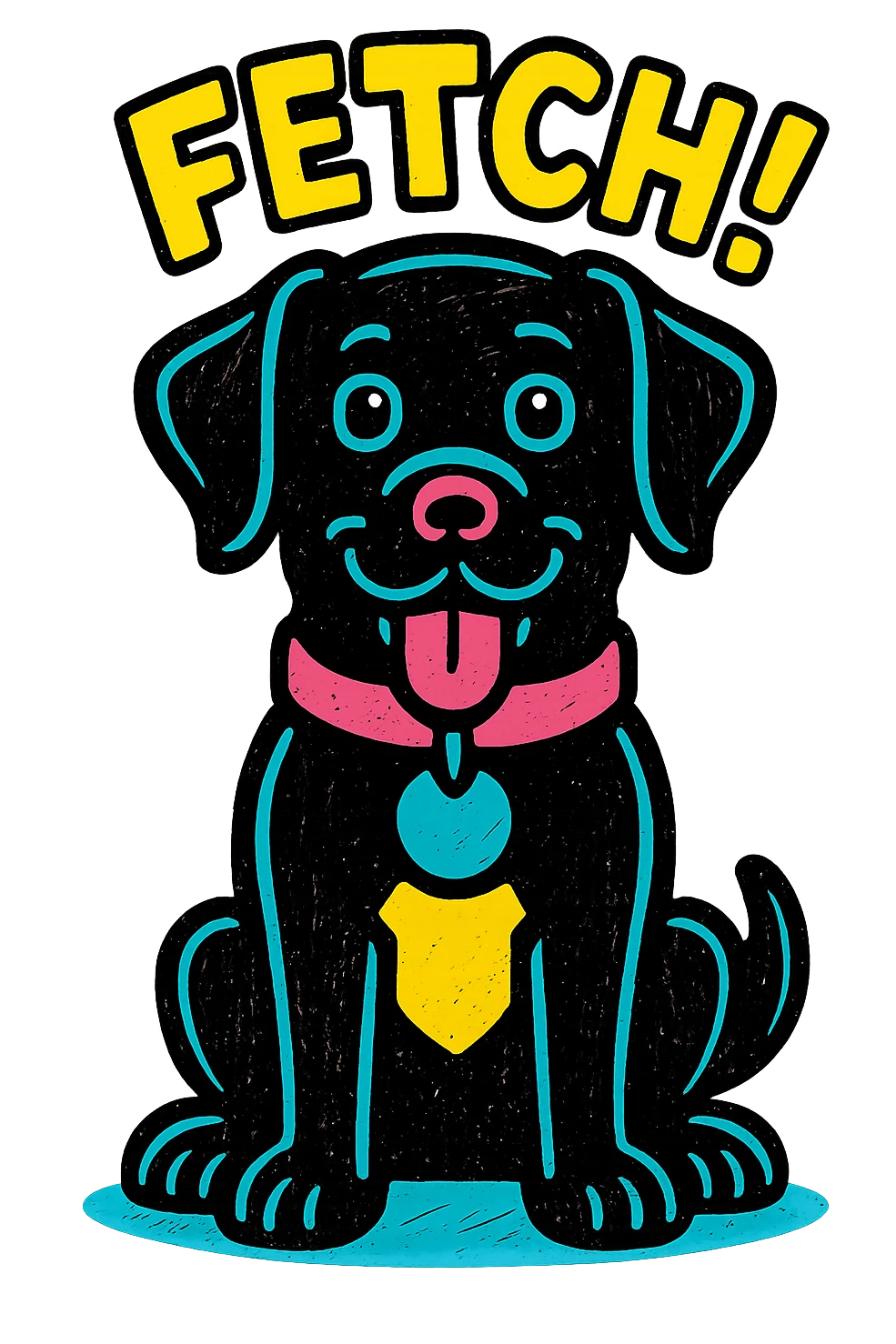 modern graphic style black labrador retriever t-shirt graphic emoji