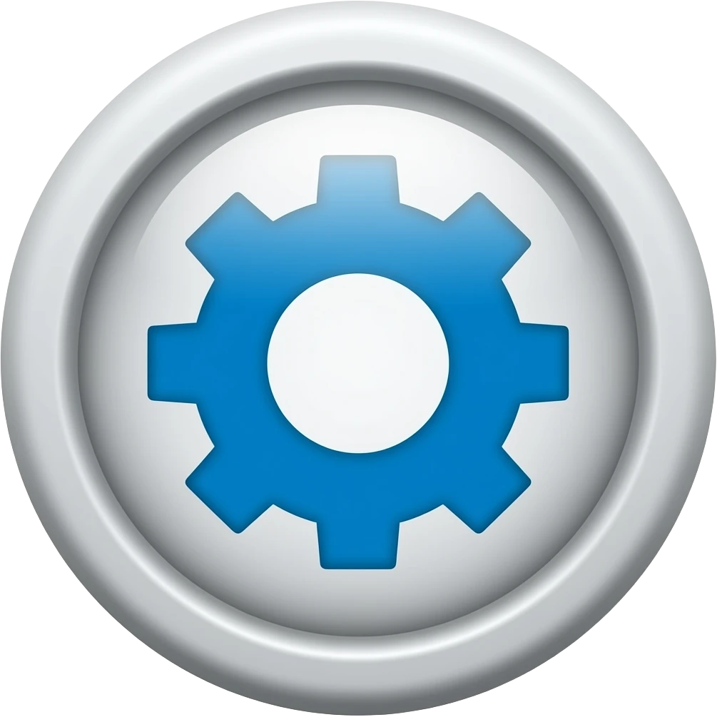 Hazme algo similar a esto con esos colores pero que se un como un boton de camisa, pero en el medio quiero el simbolo de la gear que usan para simbolizar un setting de color azul emoji