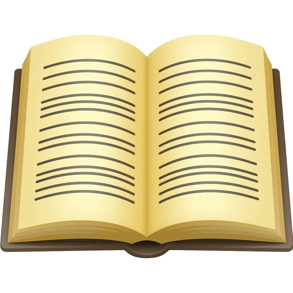 Gere um emoji de um livro aberto com as página amarela e a escrita preta emoji