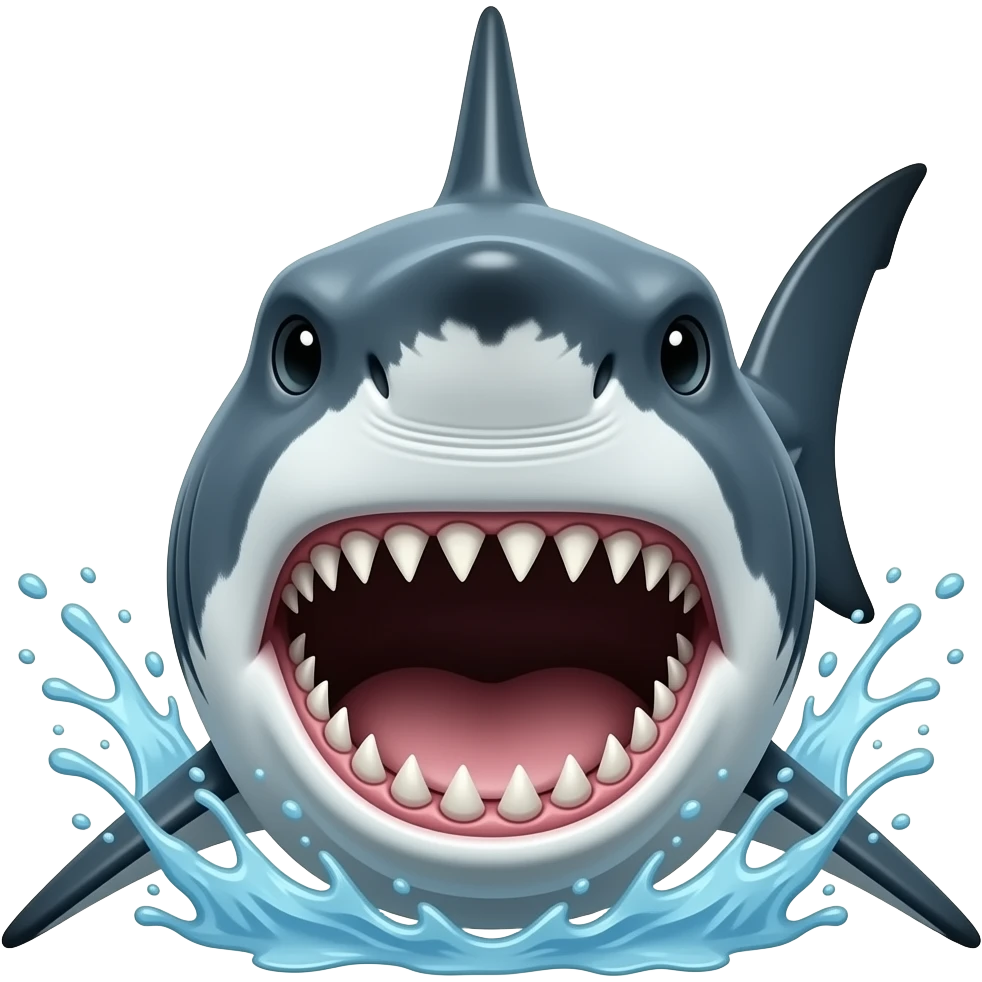 Tubarao de frente, agressivo realista emoji