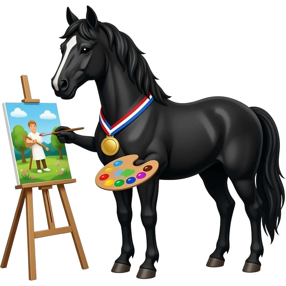 Generate a Black horse with these emojis 🥇🎨🖼 emoji