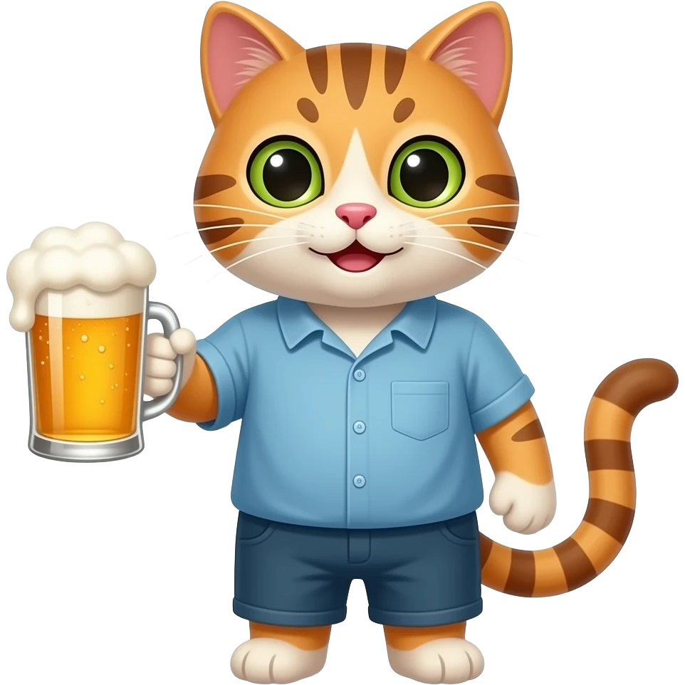 cat holding a beer emoji