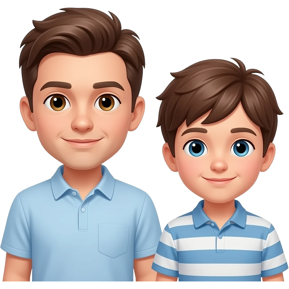two brothers one older one younger with brown hair make the background non-transparent emoji