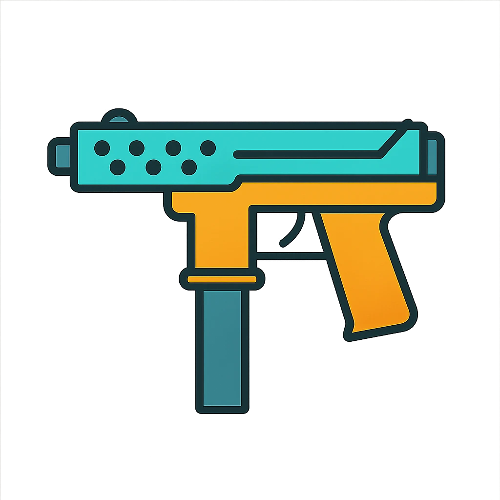 Tec-9 firearm, realistic, metallic look, icon emoji