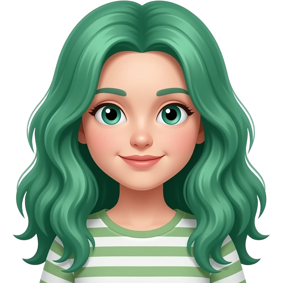 a girl in fluffy green hairs emoji