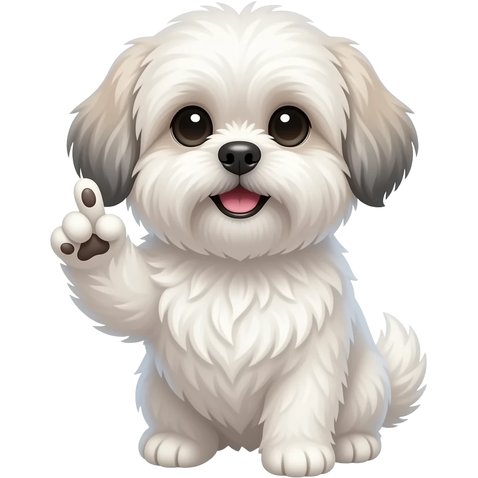 cute shih tzu smiling with one paw up and a check mark emoji