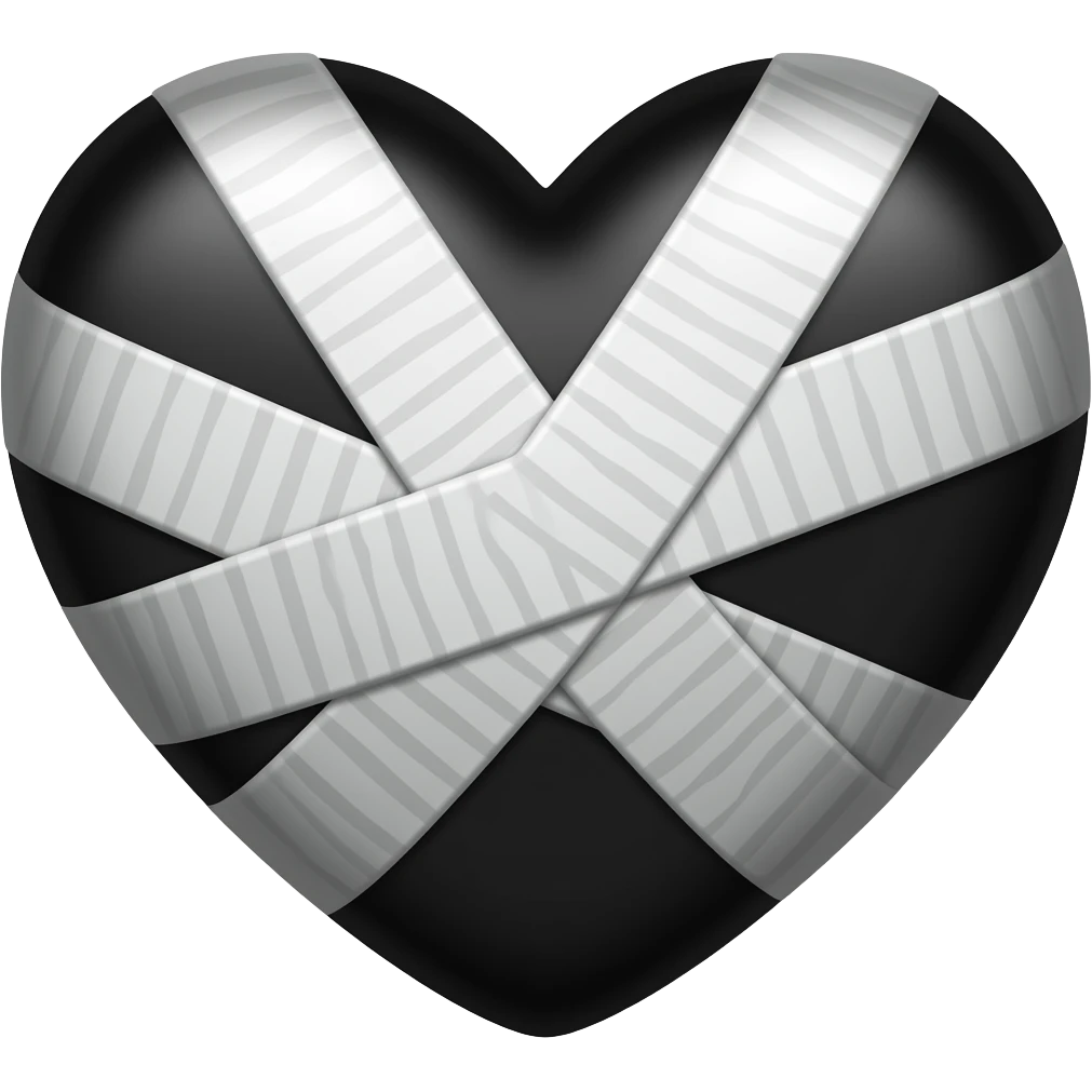 Black heart with bandages just like red emoji heart with bandages emoji