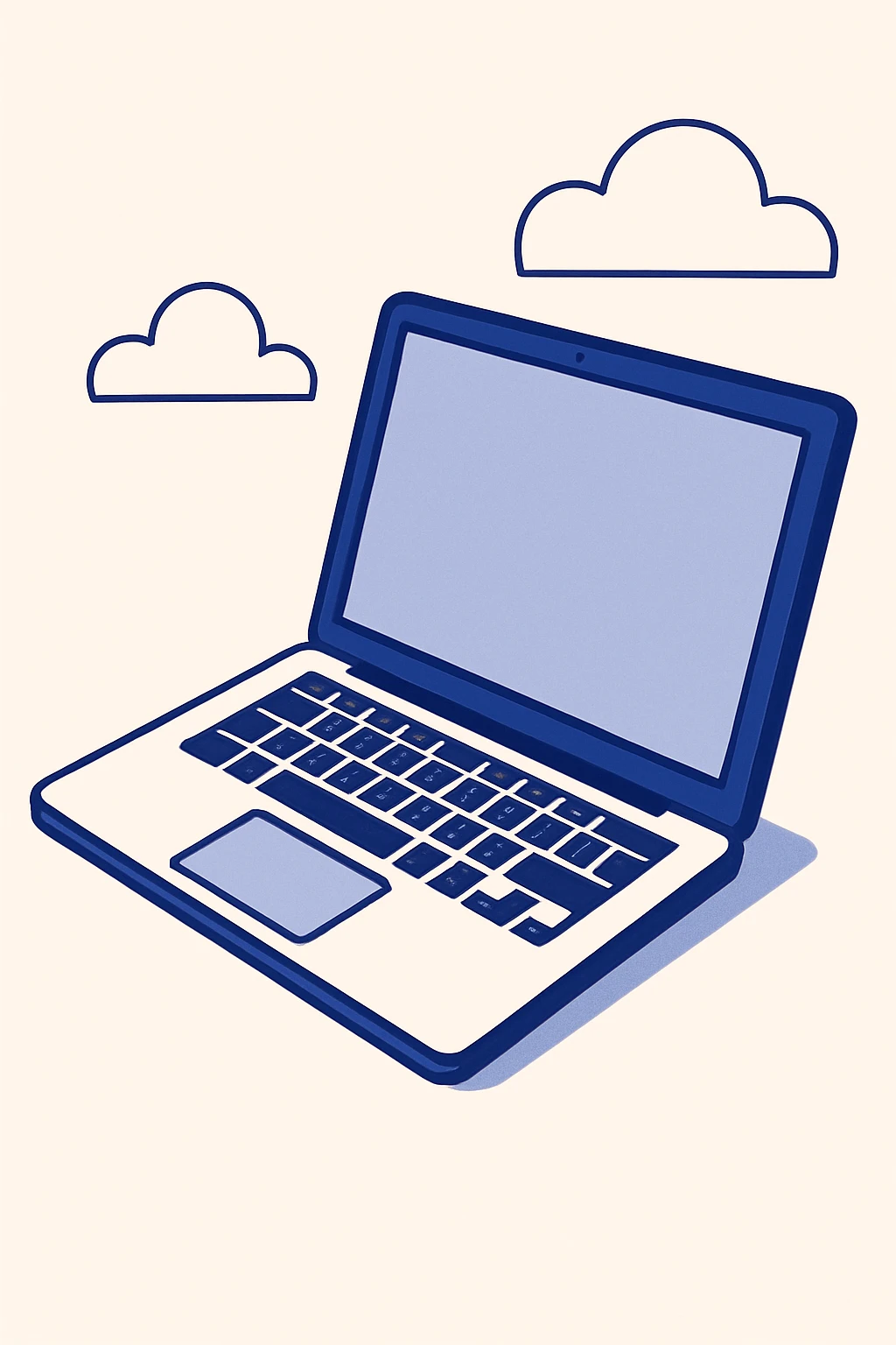 a MacBook laptop, open, viewed from an angle, clean modern style emoji