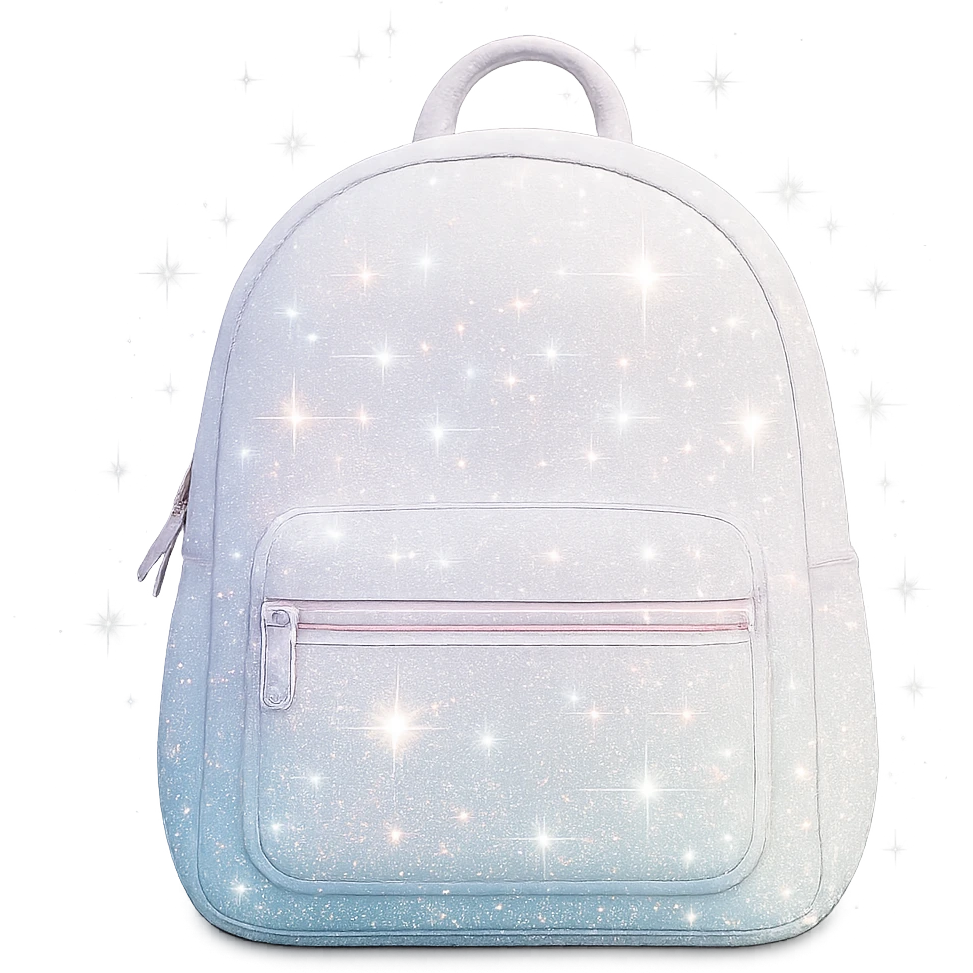 white sparkly pastel backpack emoji