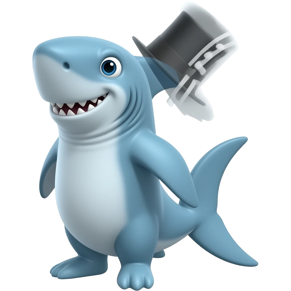 Shark with a top hat emoji