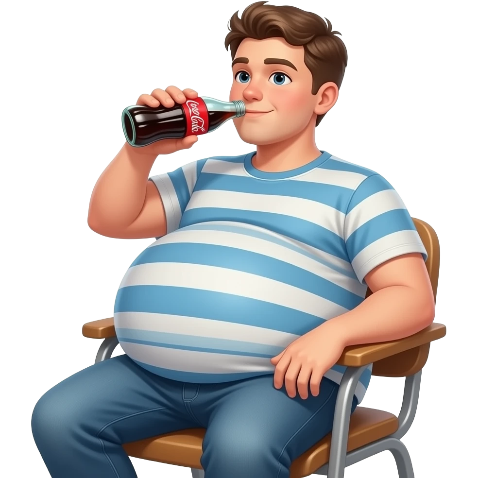 Zrób chłopak 19 latek z cola brzuchem🫄🏼 brzuch ma kształt jak balon + twarty brzuch + super ekstremalnie ogromny brzuch i trzyma coca-cole sieci na krześle i pije emoji