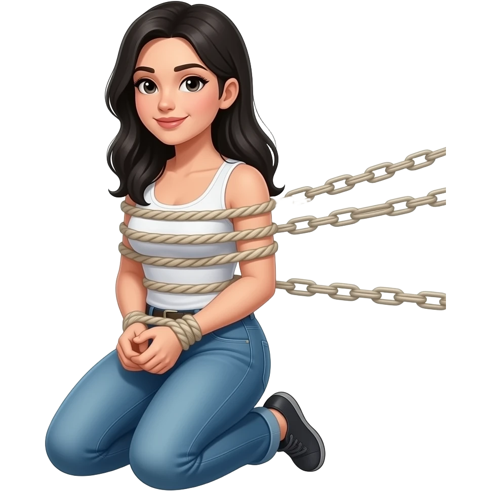 Woman on knees restraint Long Black hair emoji