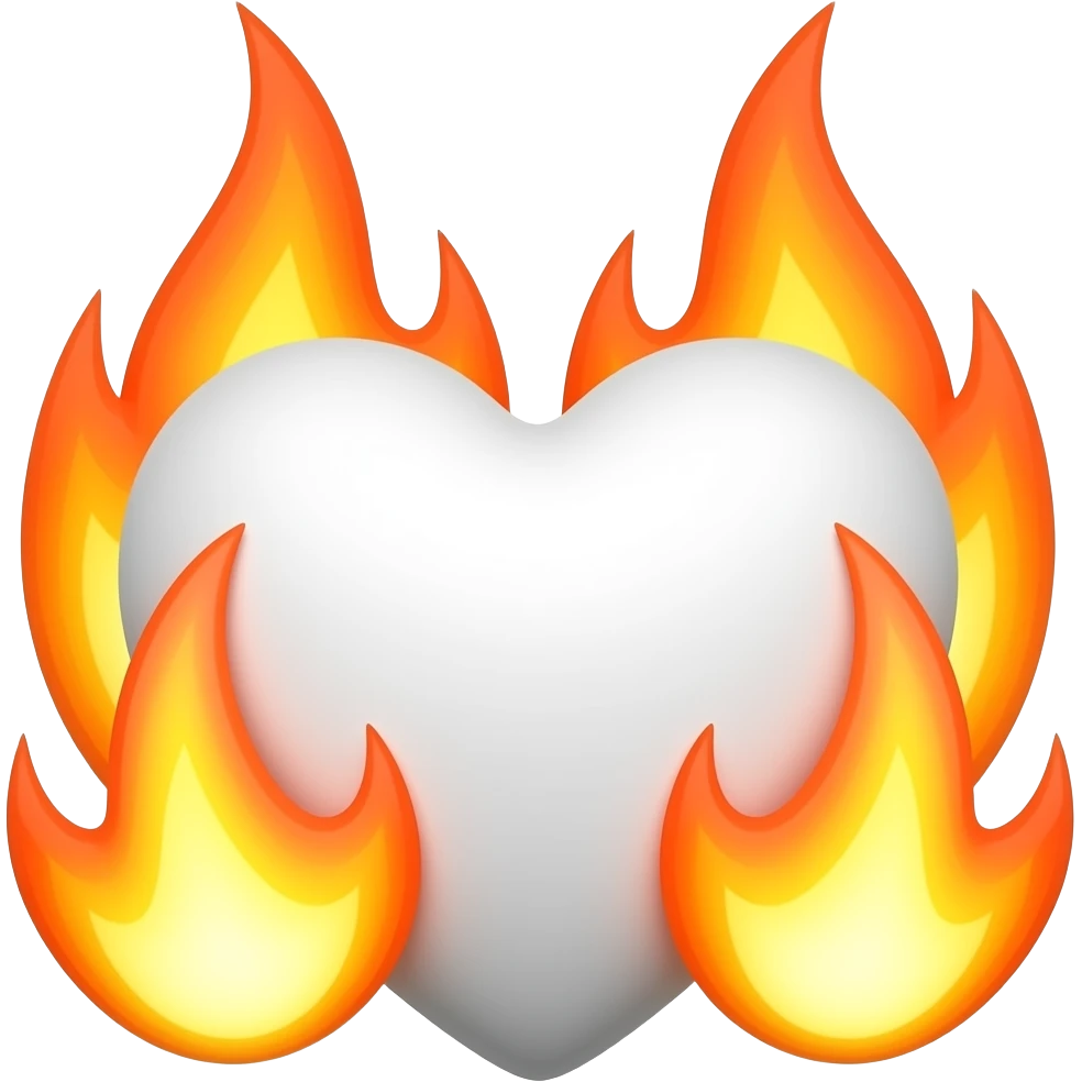 Corazón blanco con fuego por los lados emoji