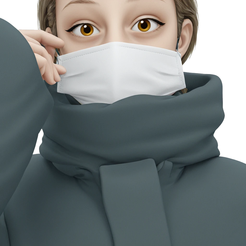 girl in coat and mask emoji