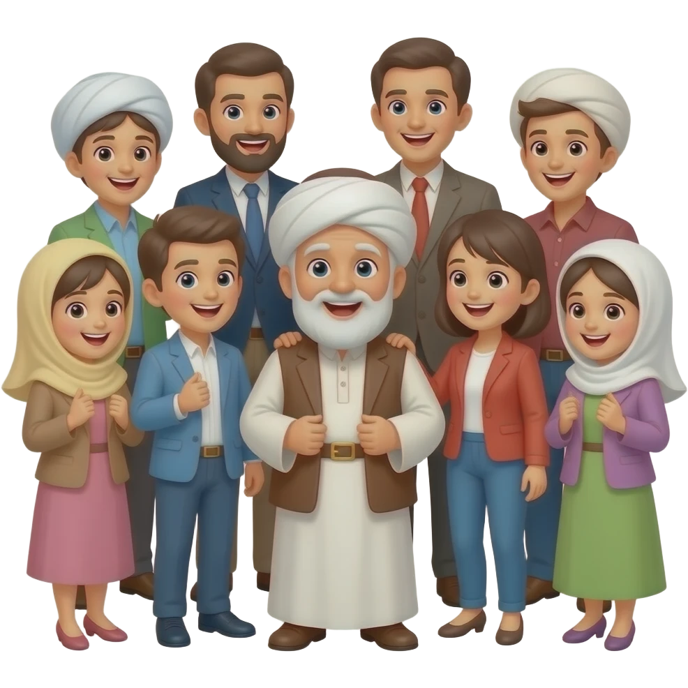 люди смеются над пожилым мужчиной мусульманиным emoji