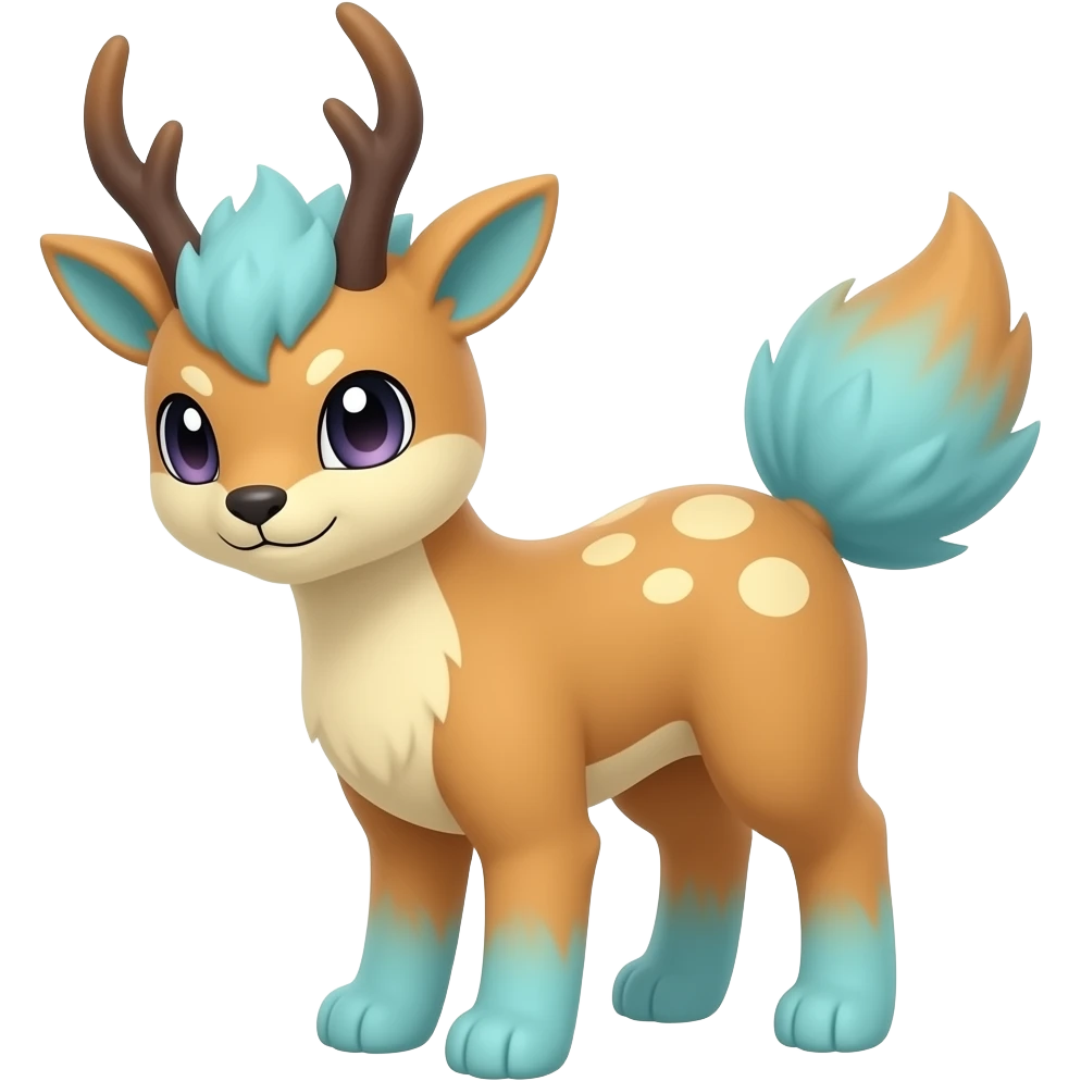 Ponyta-Leafeon-Vaporeon-Furret-Buneary-Jackalope-fusion-hybrid-animal-creature with tufted ears, tufted tail emoji