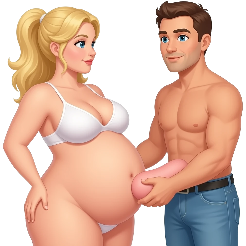 Girl naked blonde hair with big breasts and big ass with perfect vagina being fucked by a man with a big dick emoji