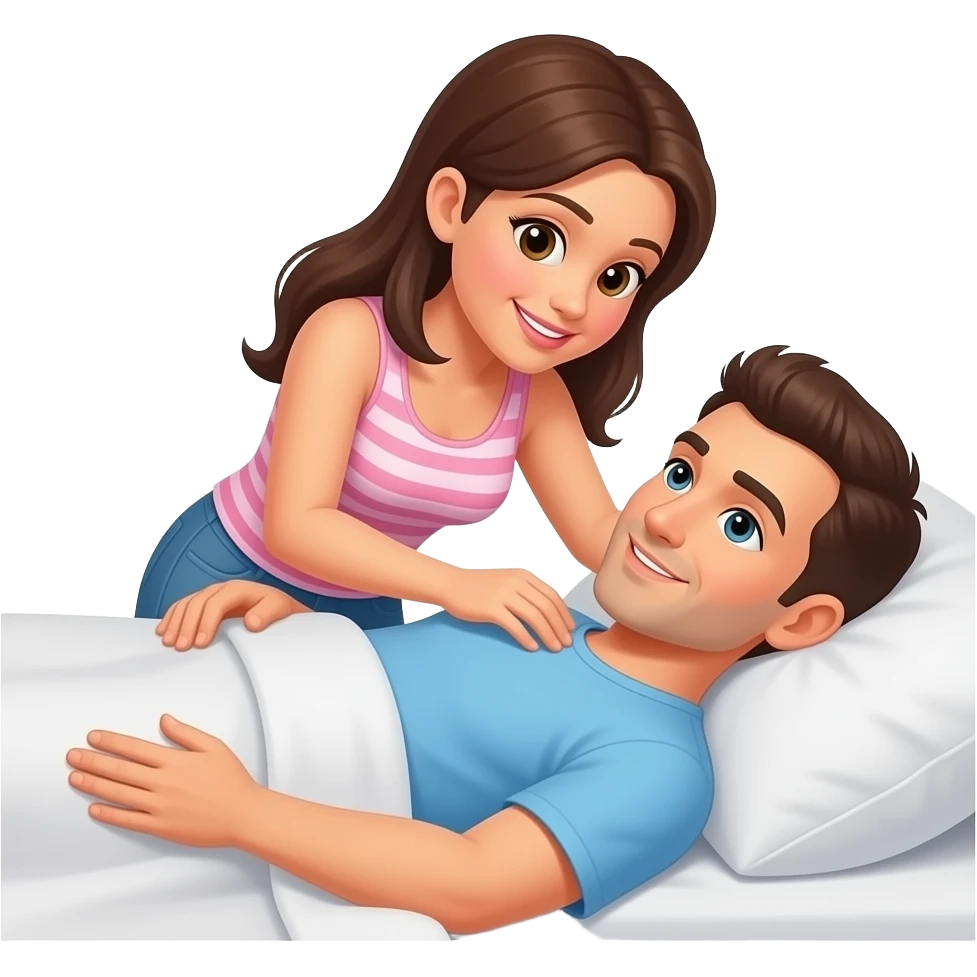 A woman massages  a man In bed emoji