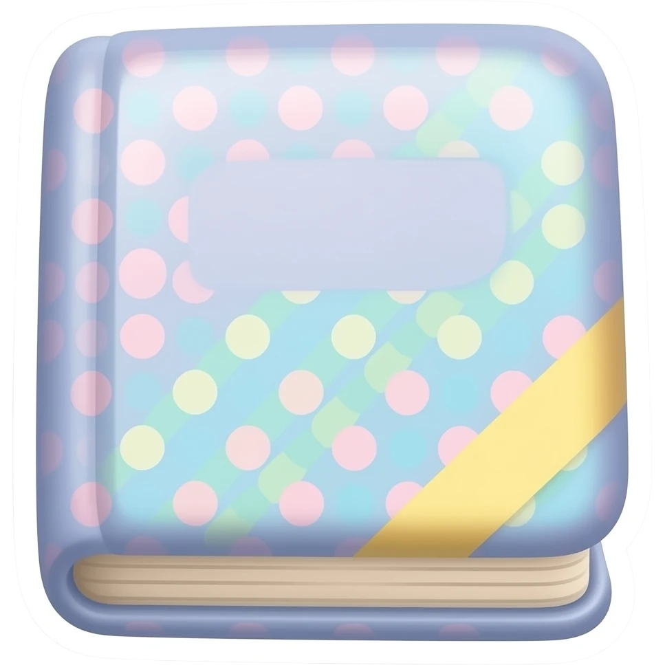 Book - flat sticker design, cartoonish illustration, pastel colours, rounded shapes, no eyes, no face, thick and smooth outline, kawaii style emoji