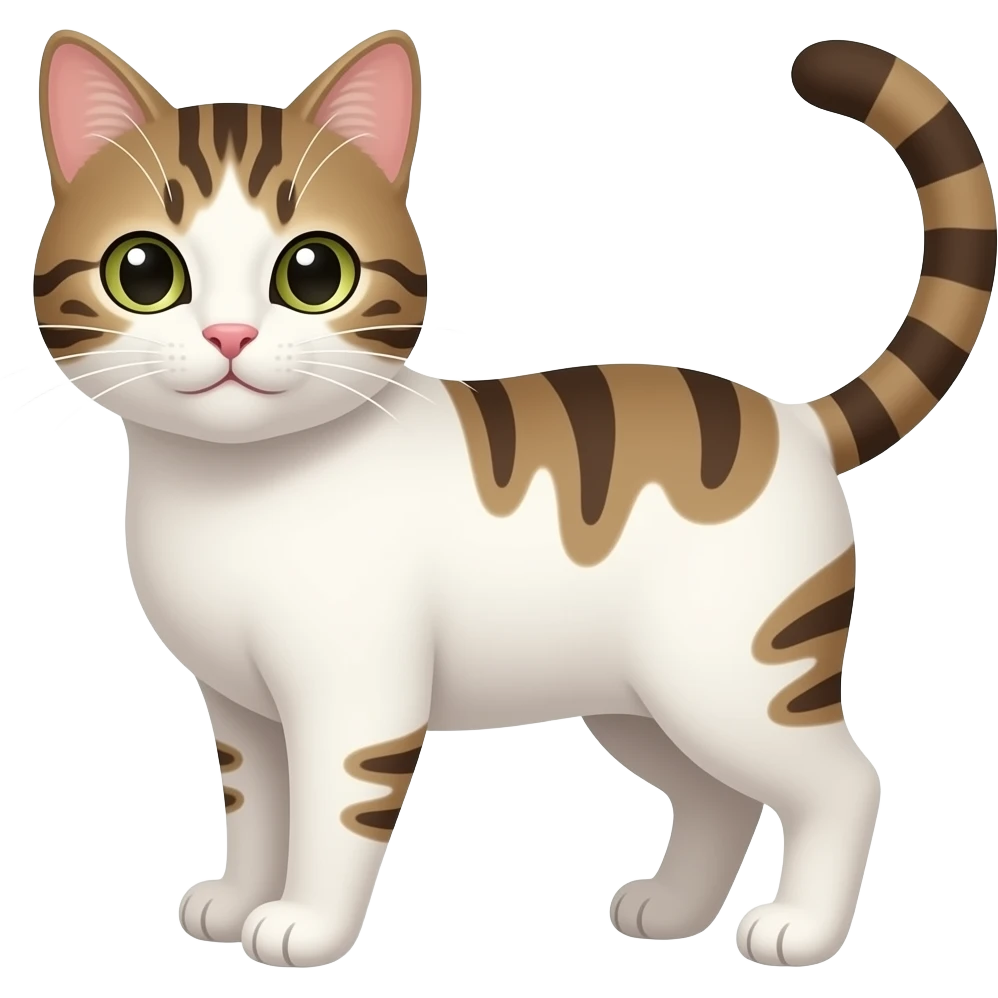 Fais un chat blanc avec des rayures marron foncé sur le haut du visage et du corp emoji
