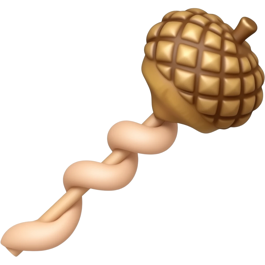 Make a Wiggly Peach color Stick but at the end of the stick it's shaped like a acorn emoji