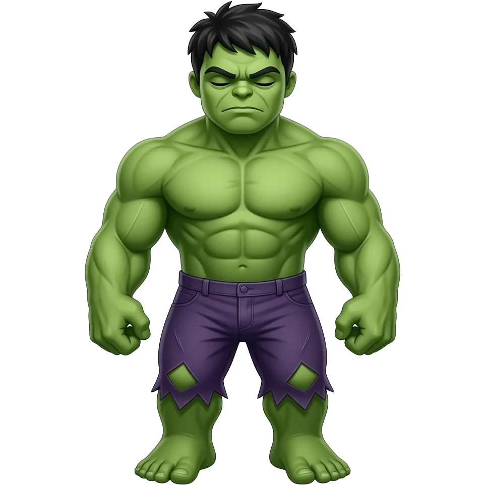 Not angry face Hulk full body emoji