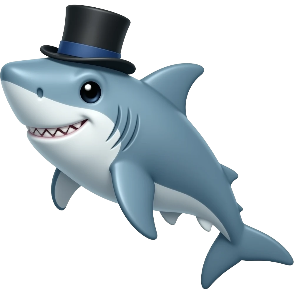 Shark with a top hat emoji