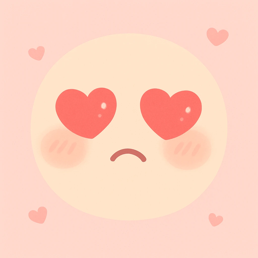 embarrassed face with heart eyes emoji
