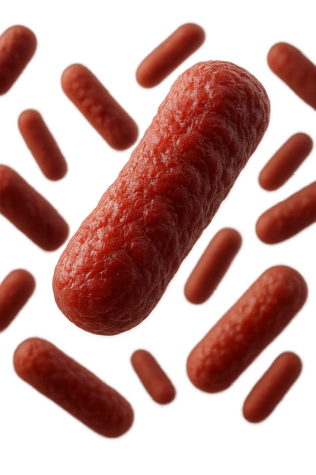 batteri intestinali anatomici realistici rossi fluttuano in aria, iperrealistico 4k emoji