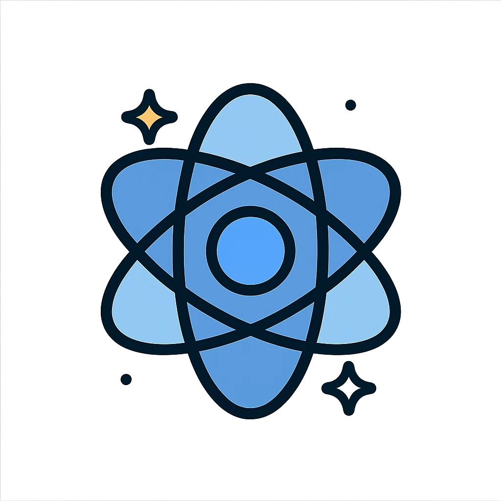 flat modern stylized neutron particle with soft cosmic star background, cool blue and white tones, minimalist and tech-inspired, clear at small icon size emoji