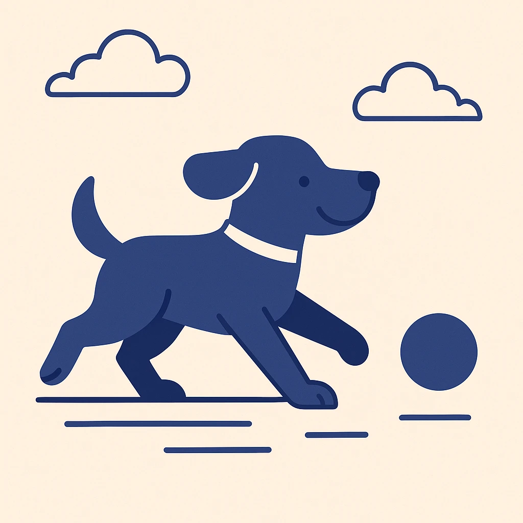 happy dog running after ball emoji
