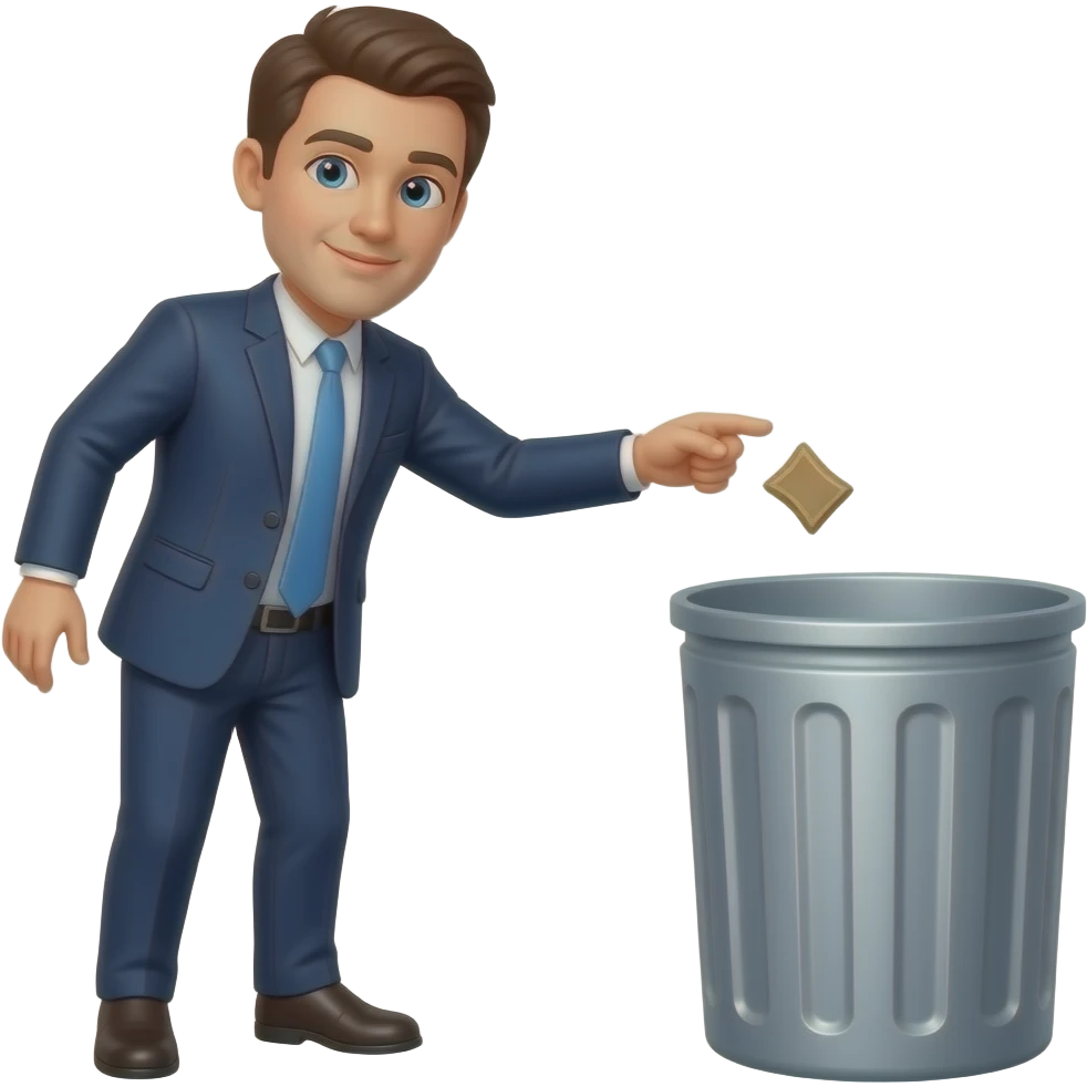 Throwing trash in a far away trash can emoji