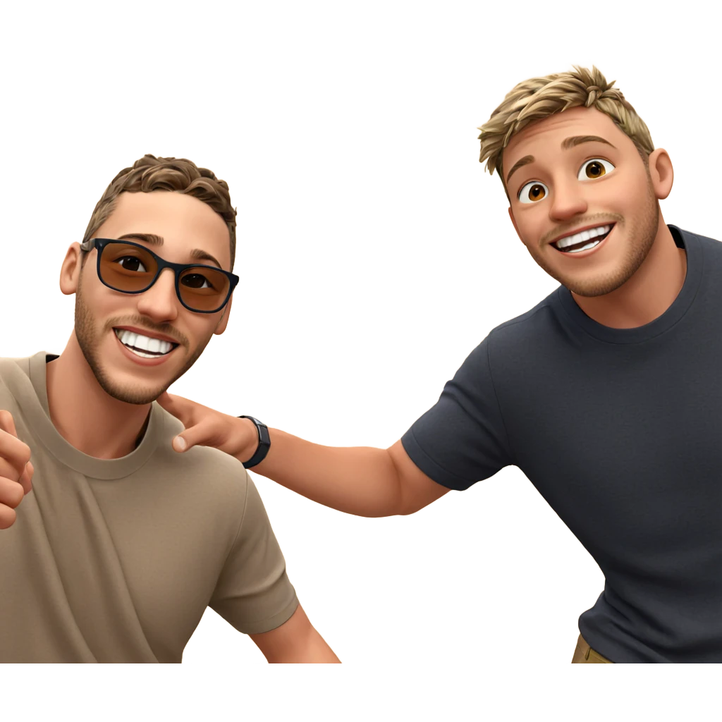 two boys smiling outdoors emoji