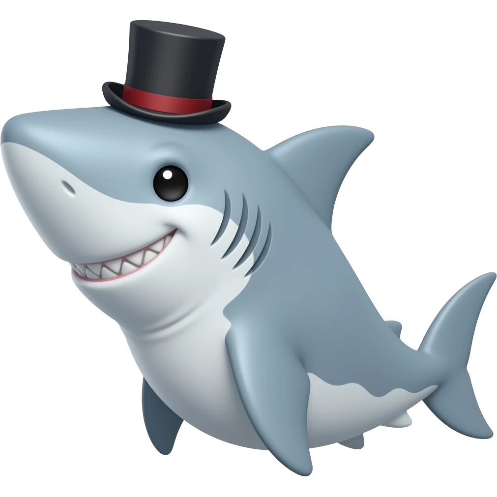 Shark with a top hat emoji