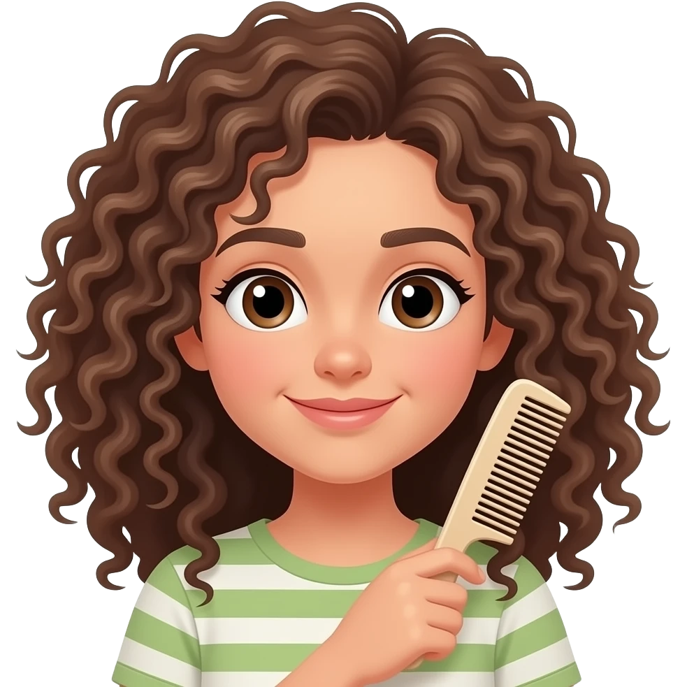 agent girl with curly hear and using  a comb emoji