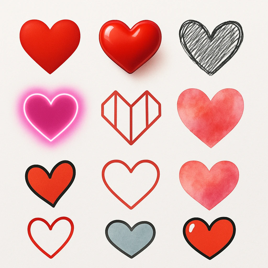 show more heart style emoji