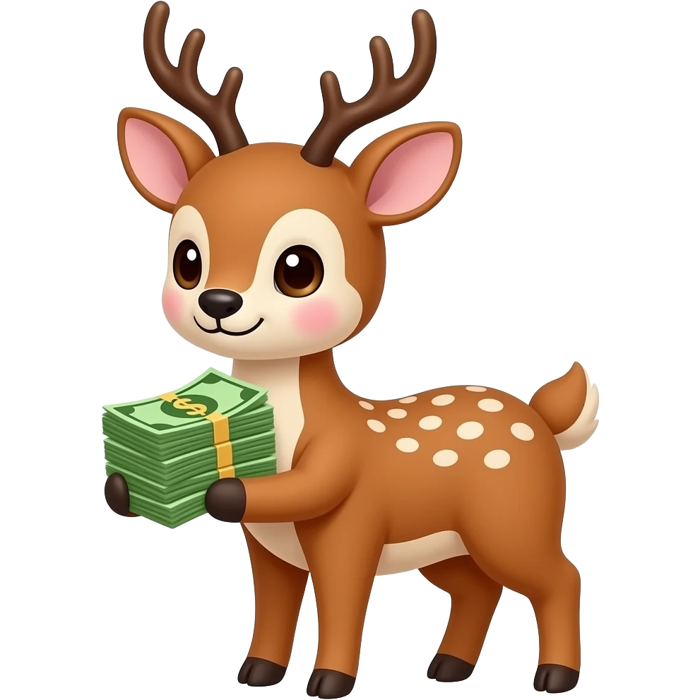 cute deer that has money emoji