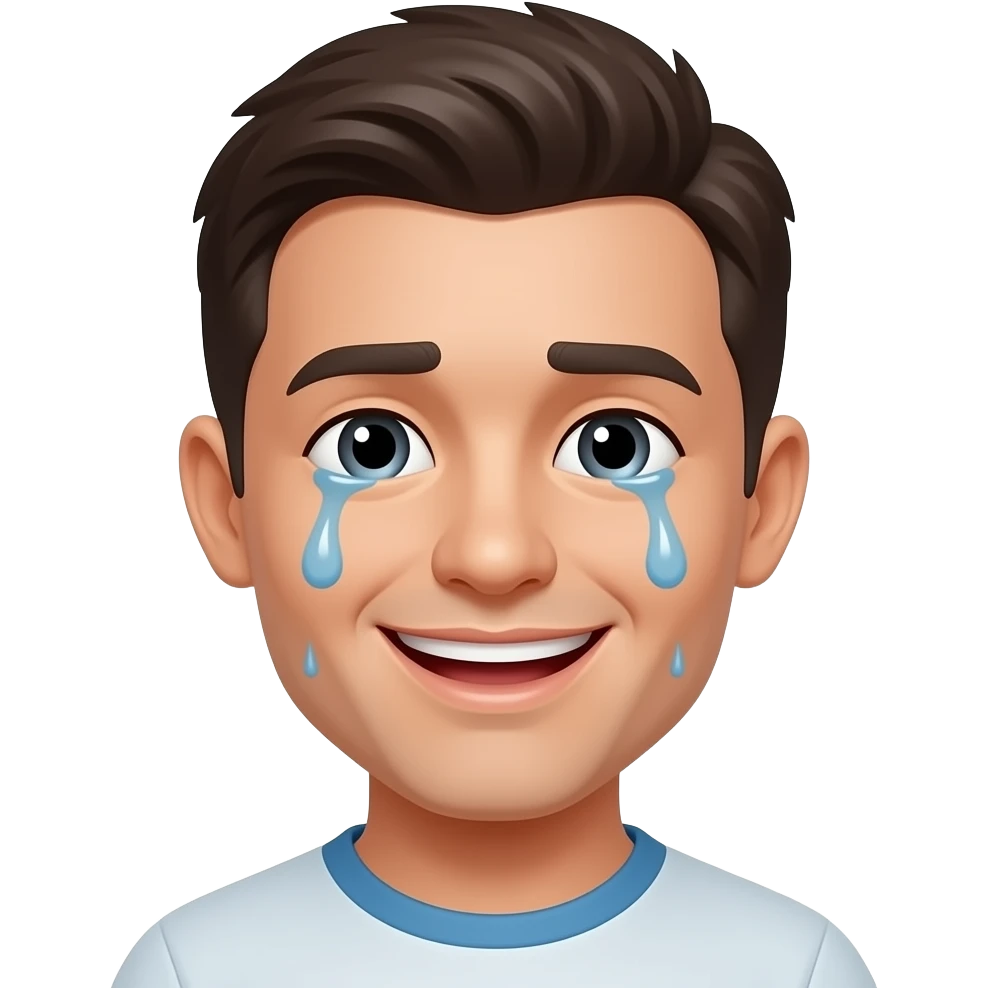 Smile emoji but crying emoji