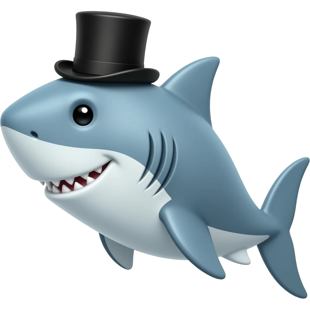 Shark with a top hat emoji